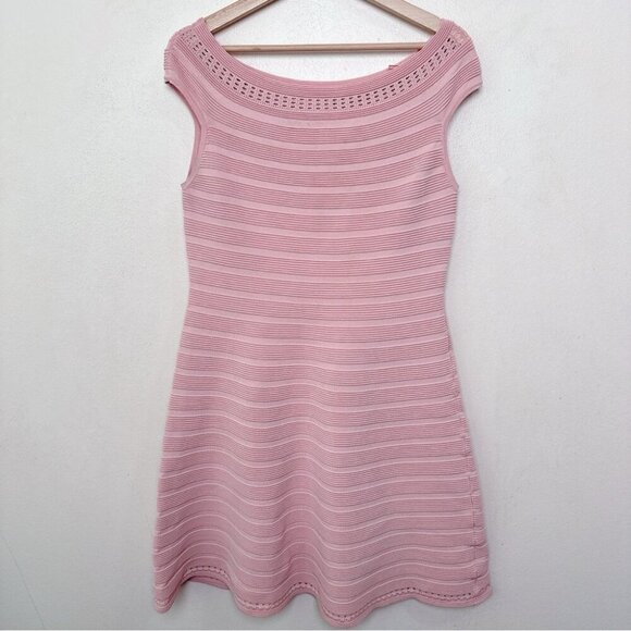 ELIZA J Womens Xlarge Off The Shoulder Sweater Blush Pink Dress Mini Fit Flare - Picture 2 of 13